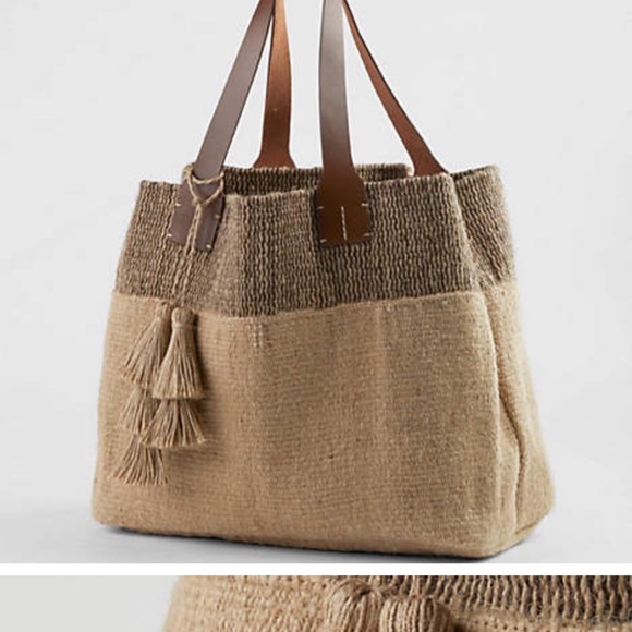 J Jill Elegant Tan and Brown Tote Bag